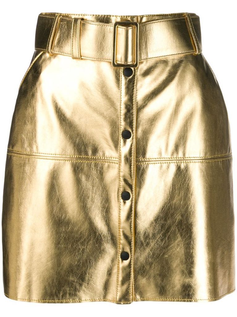 metallic pencil mini skirt