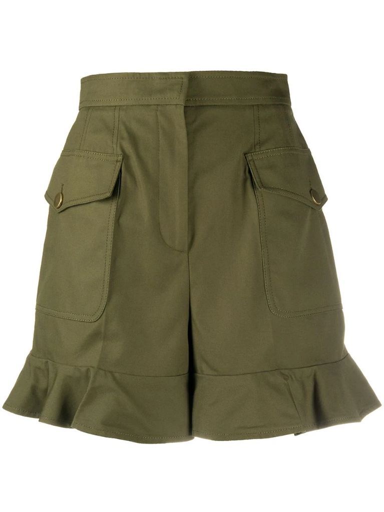 high-waisted ruffle hem shorts