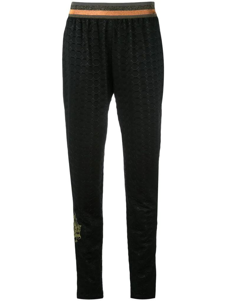 geometric embossed tapered trousers
