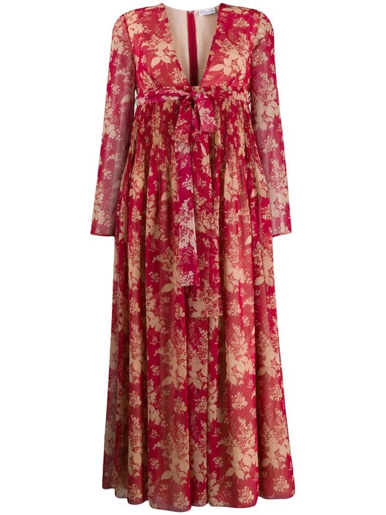 floral tapestry print flared dress