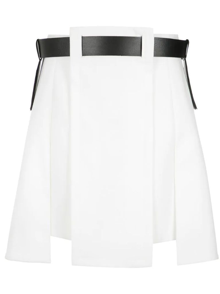asymmetric belted skirt