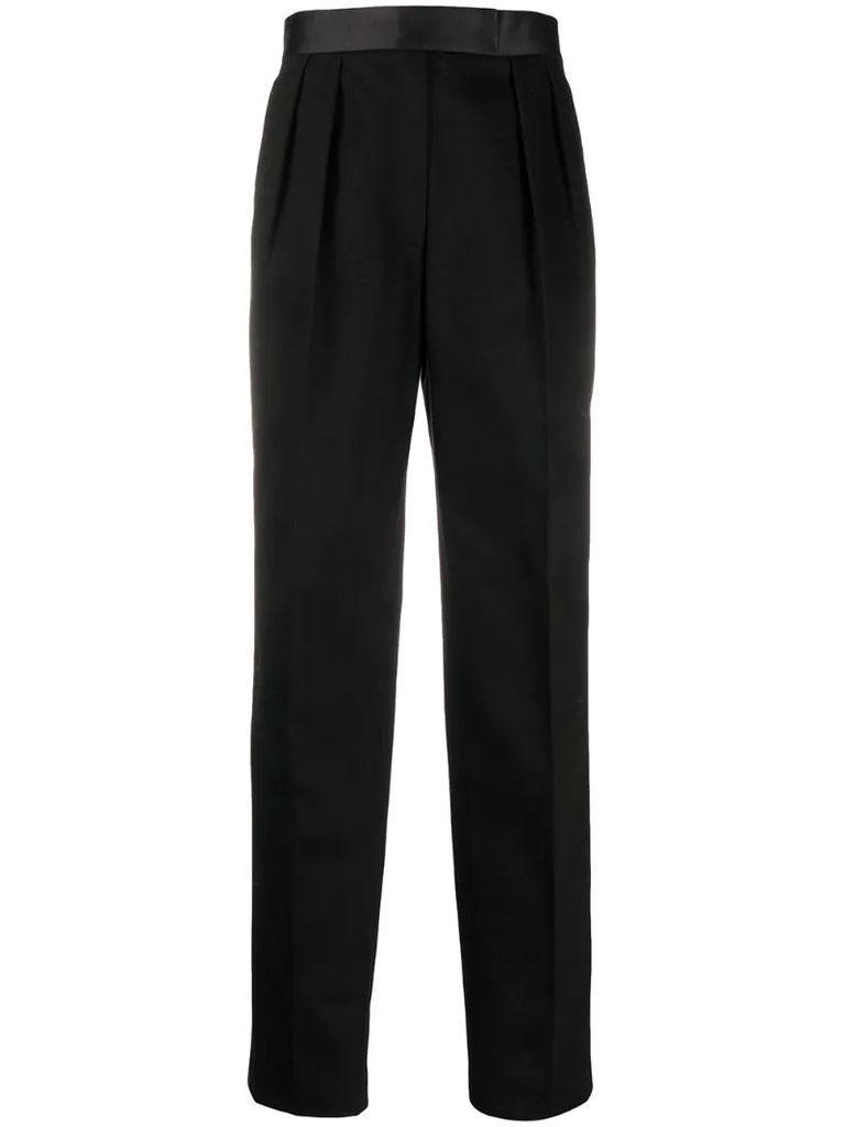 high-waisted tuxedo trousers