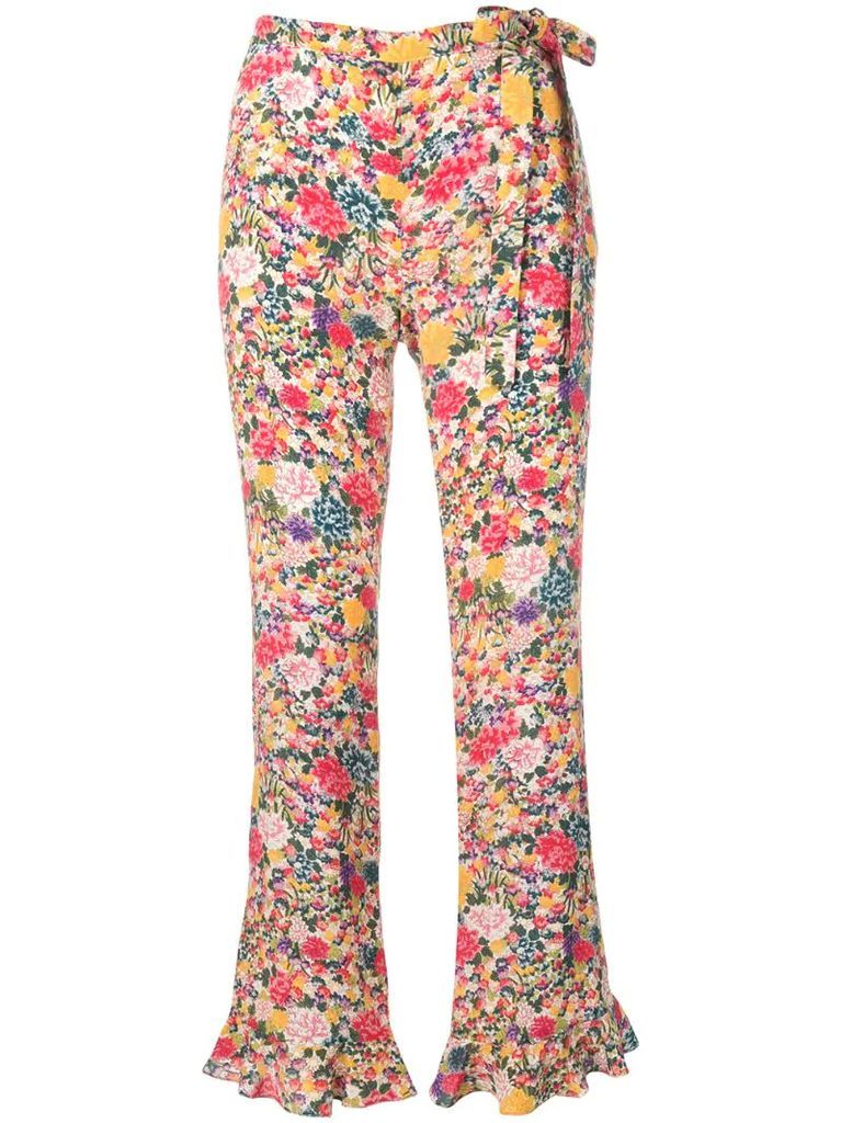 flower print flare trousers
