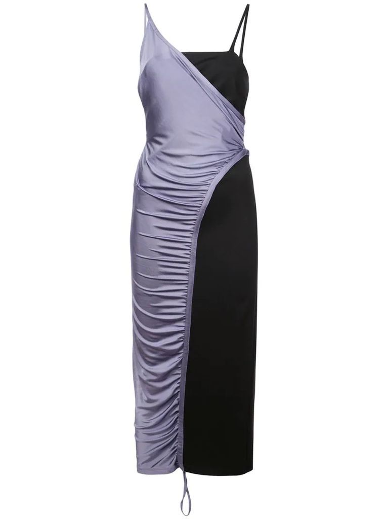 two-tone draped dress