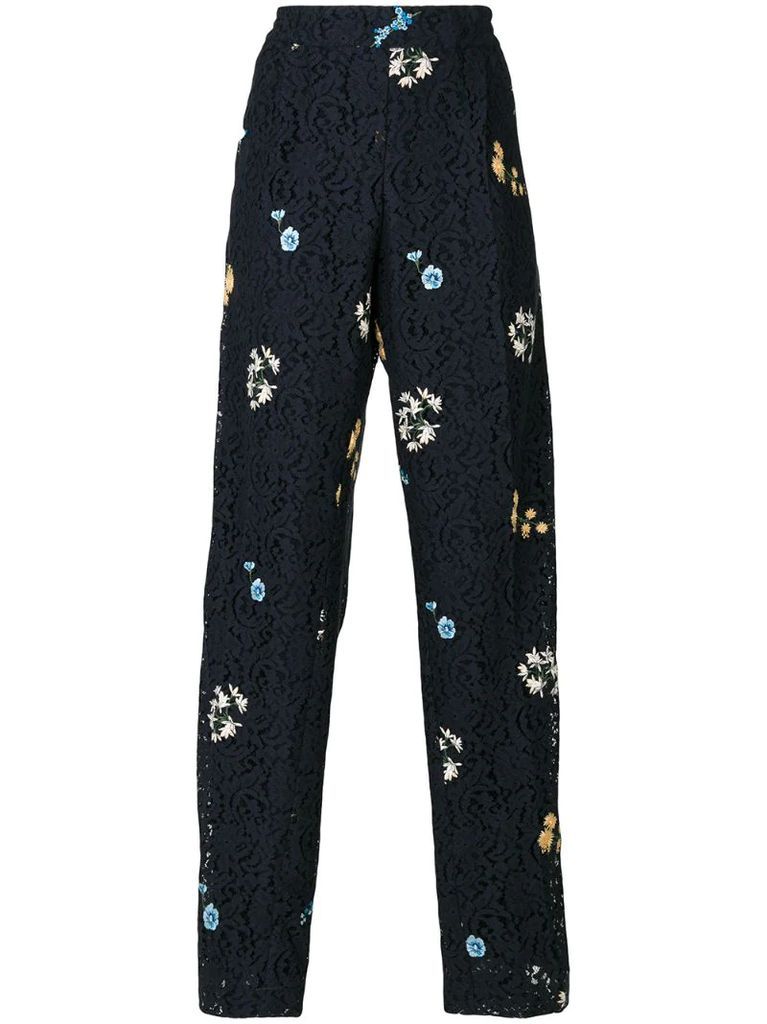 embroidered lace trousers