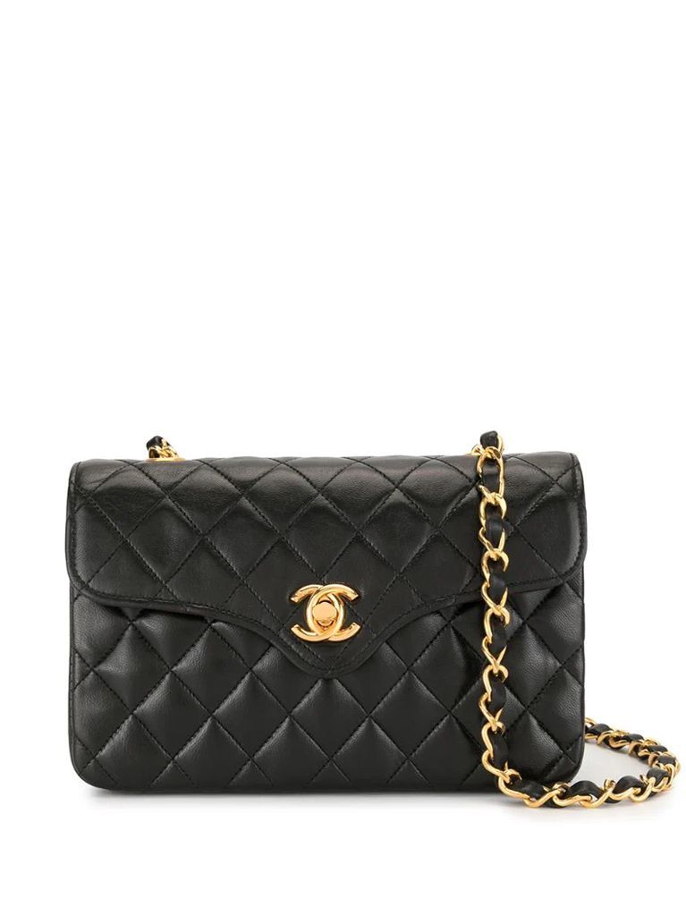 1990s quilted chain mini shoulder bag