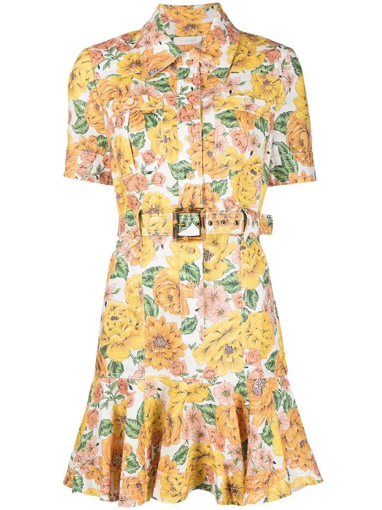 all-over floral print shirt dress