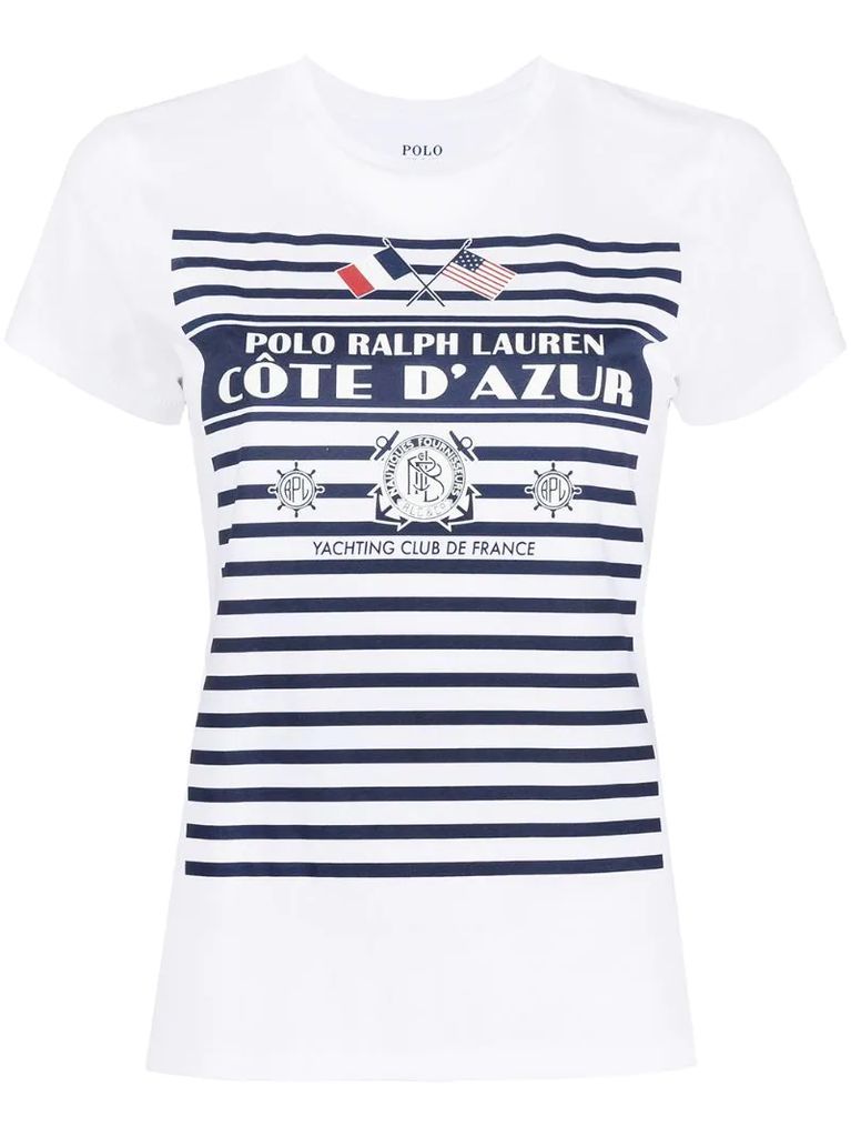 striped-logo print t-shirt