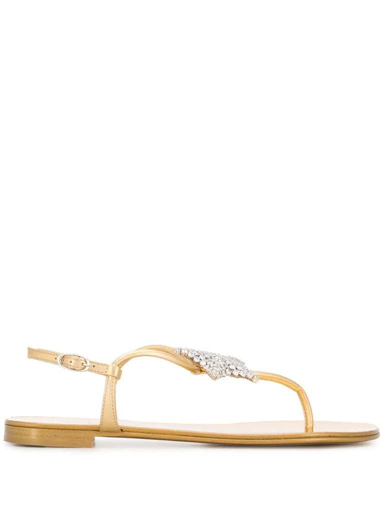 thong strap crystal-embellished sandals