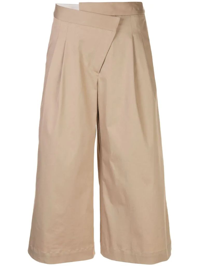 cropped pleated wide-leg trousers