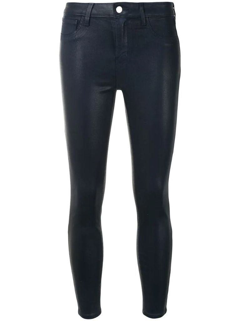 coated mid-rise cropped jeans