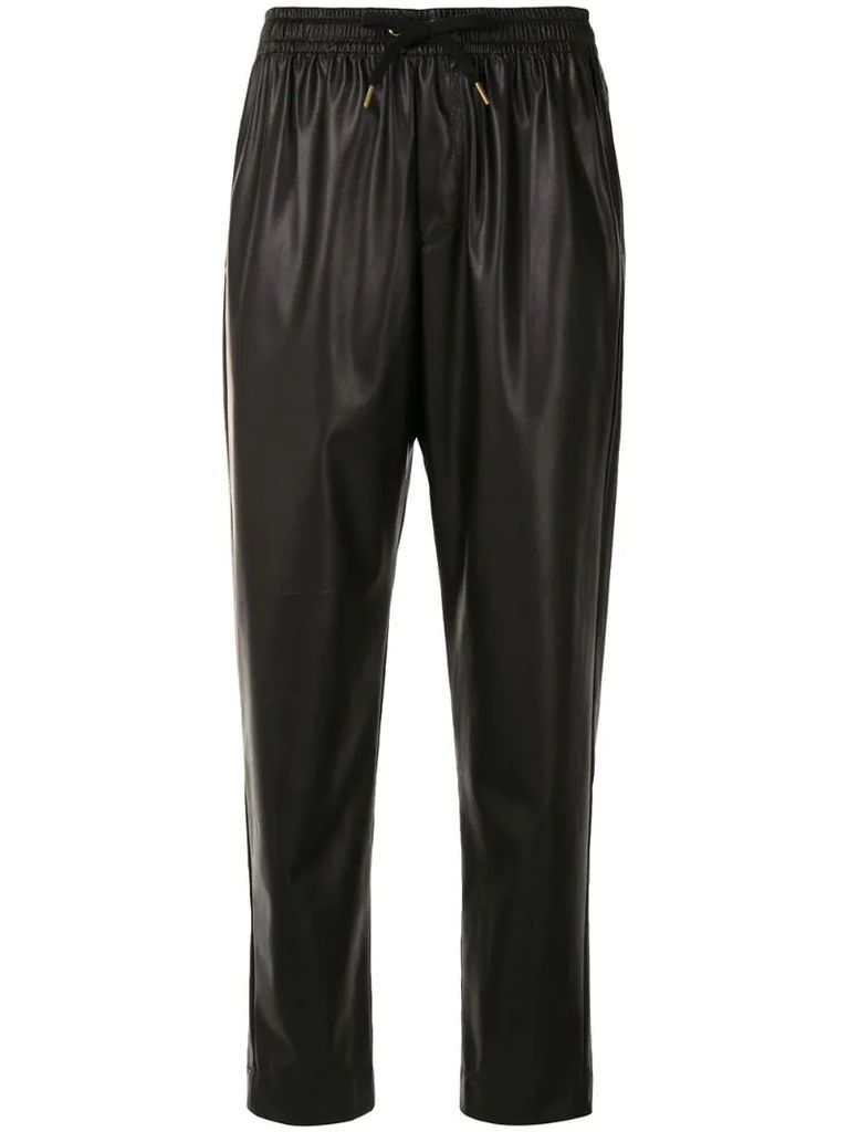 Dahlia faux-leather cropped trousers