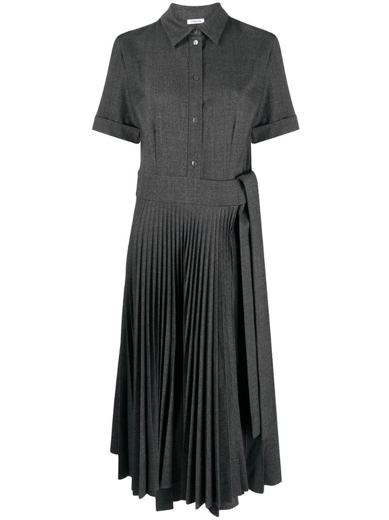 short-sleeve pleated shirt dress