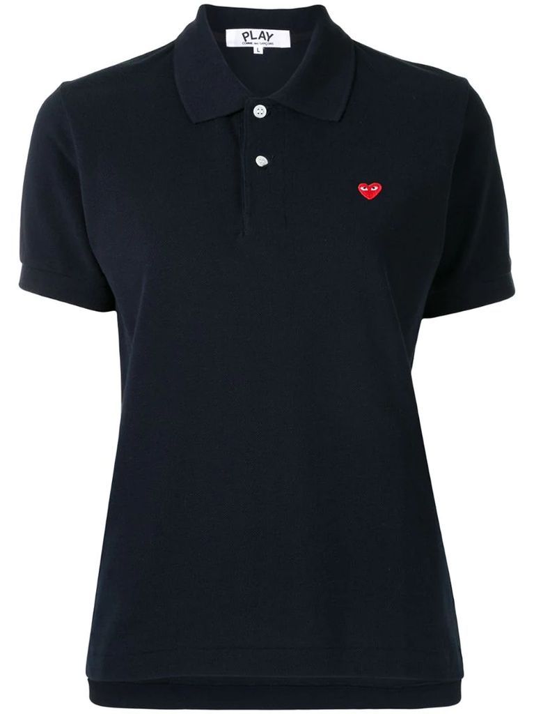 heart-embroidered short-sleeve polo shirt
