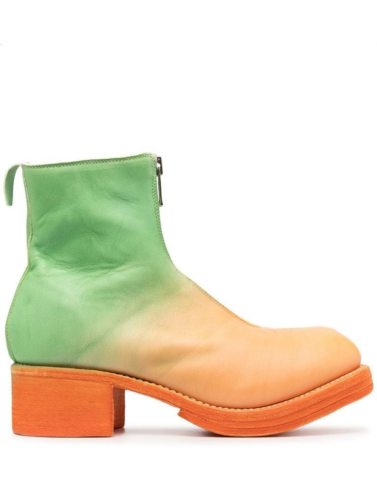 two-tone ombré zip-up boots