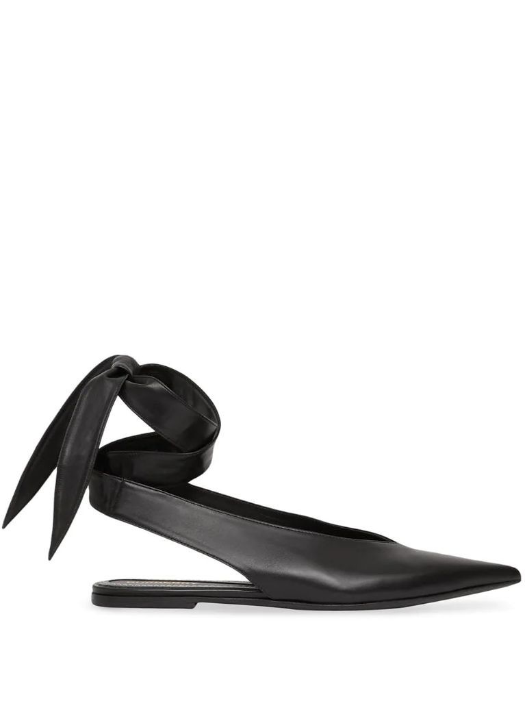 tie detail pointed toe mules