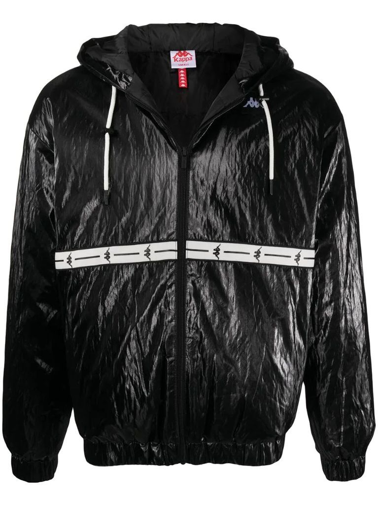 logo-stripe hooded jacket