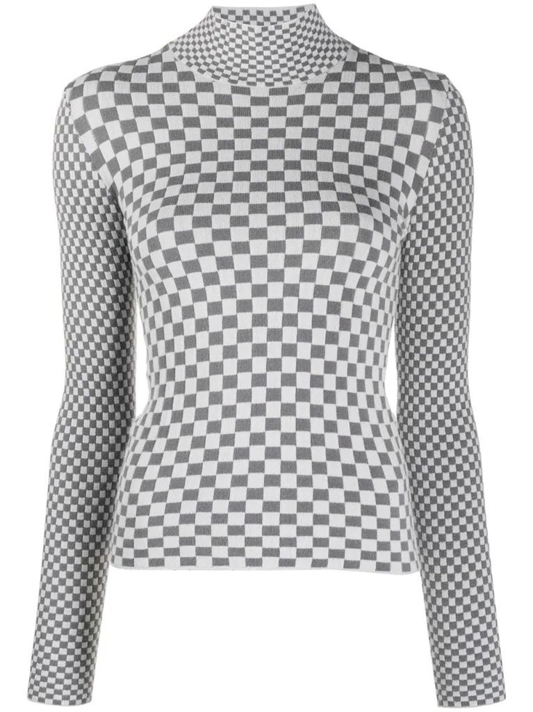 checked knit jumper