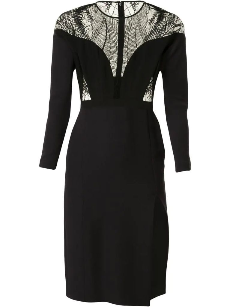 lace panelling fitted dress