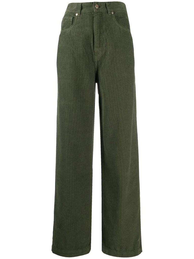 Whipped corduroy high-waisted trousers