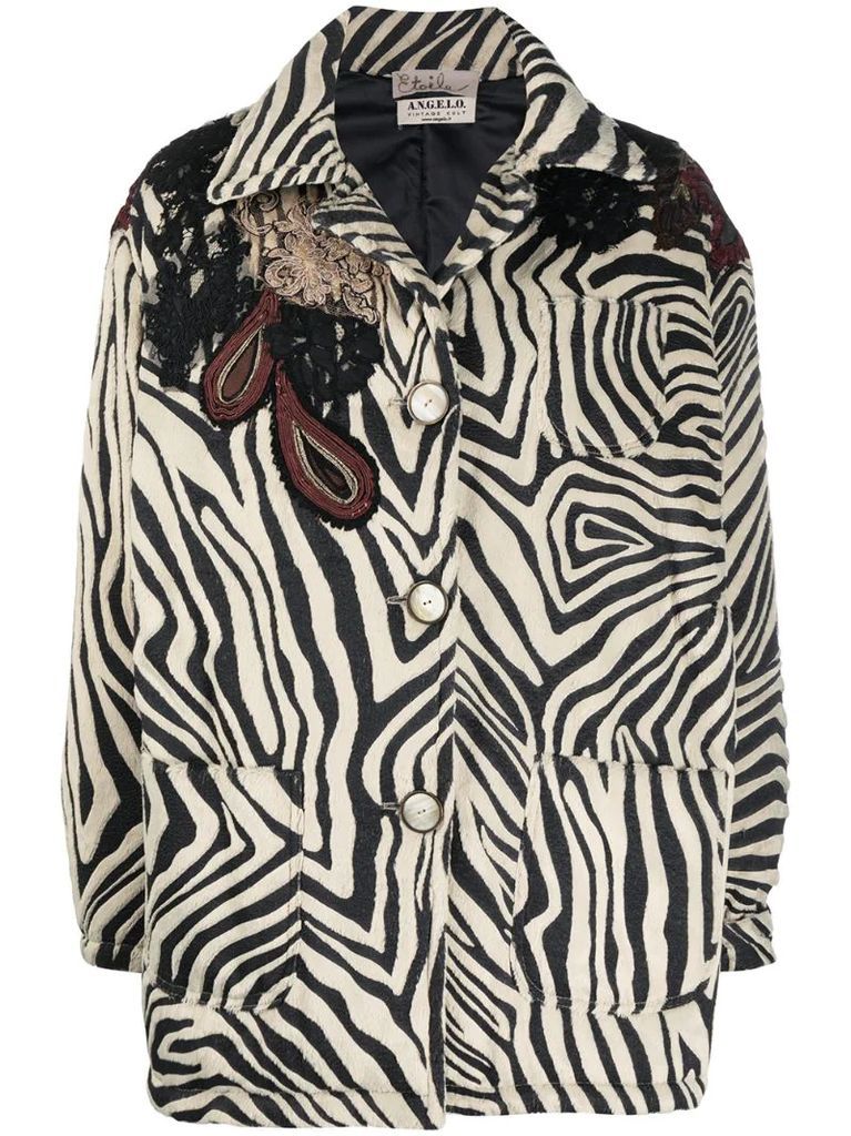 1980s zebra pattern buttoned coat