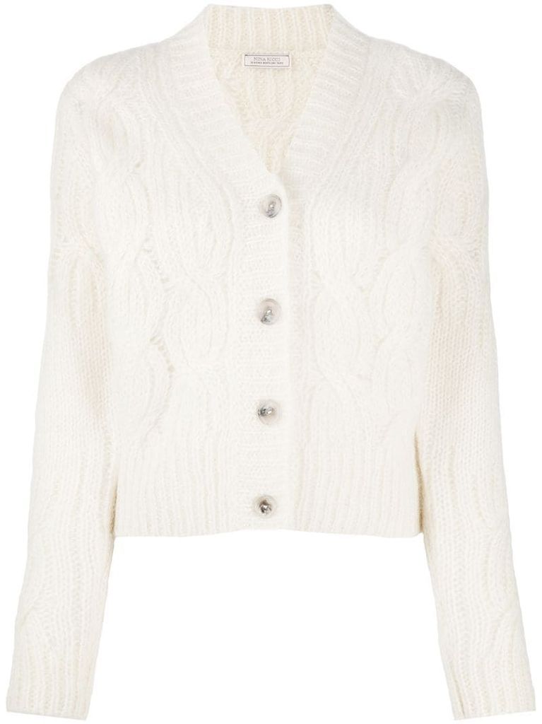 cable-knit mohair-blend cardigan