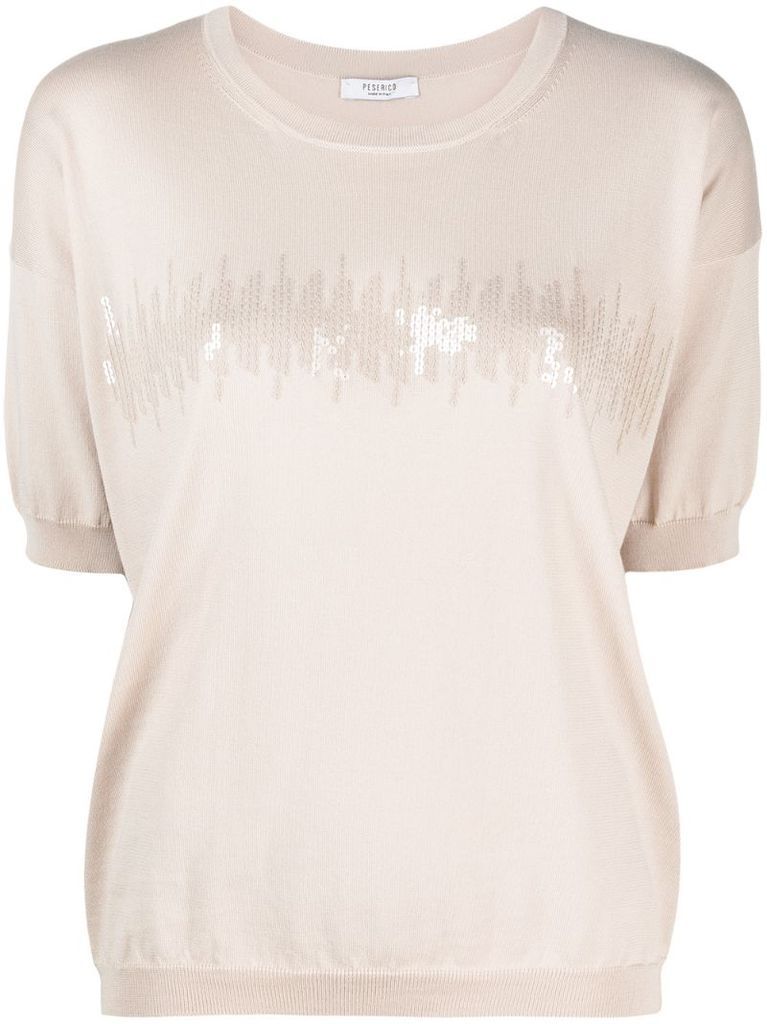 sequin-embellished knitted T-shirt
