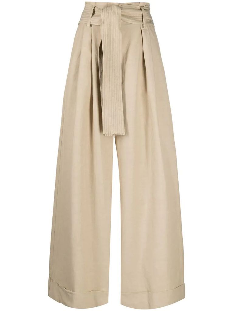 high-waist wide-leg paperbag trousers