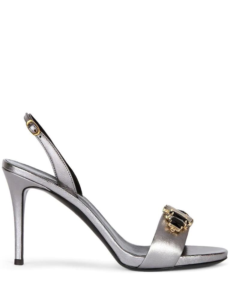 gemstone embellished stiletto sandals