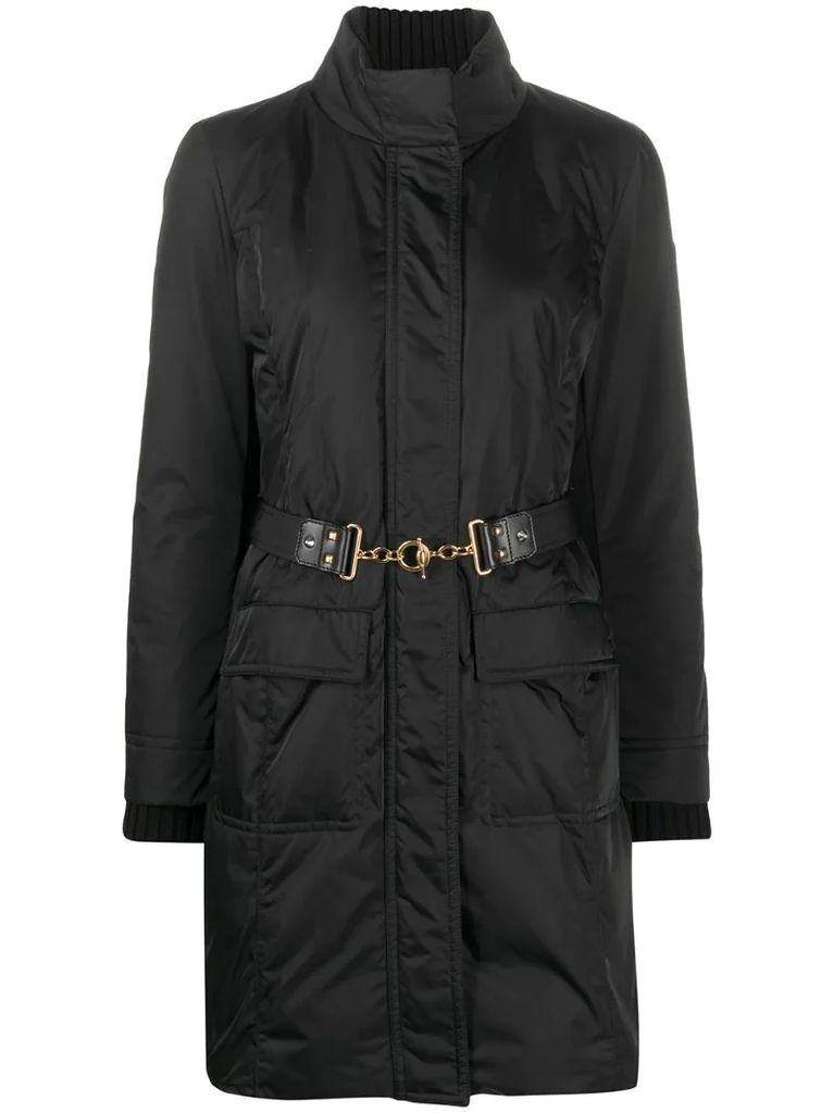 belted padded coat
