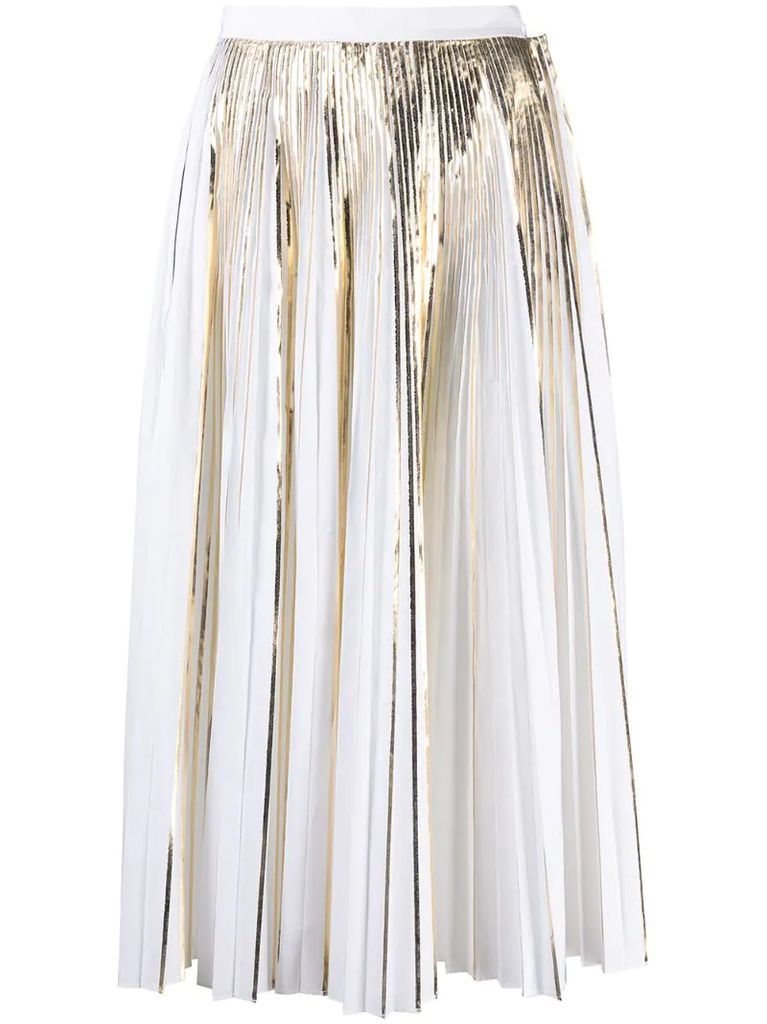 metallic-effect pleated skirt
