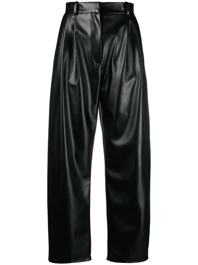 faux leather wide leg trousers