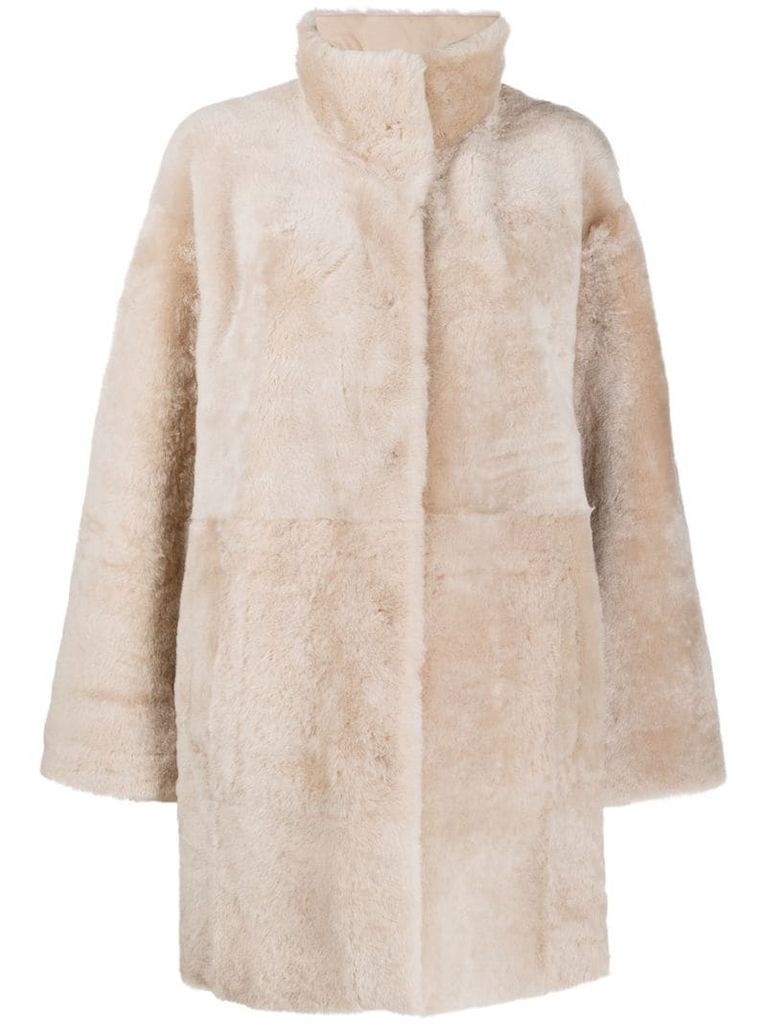 reversible shearling coat