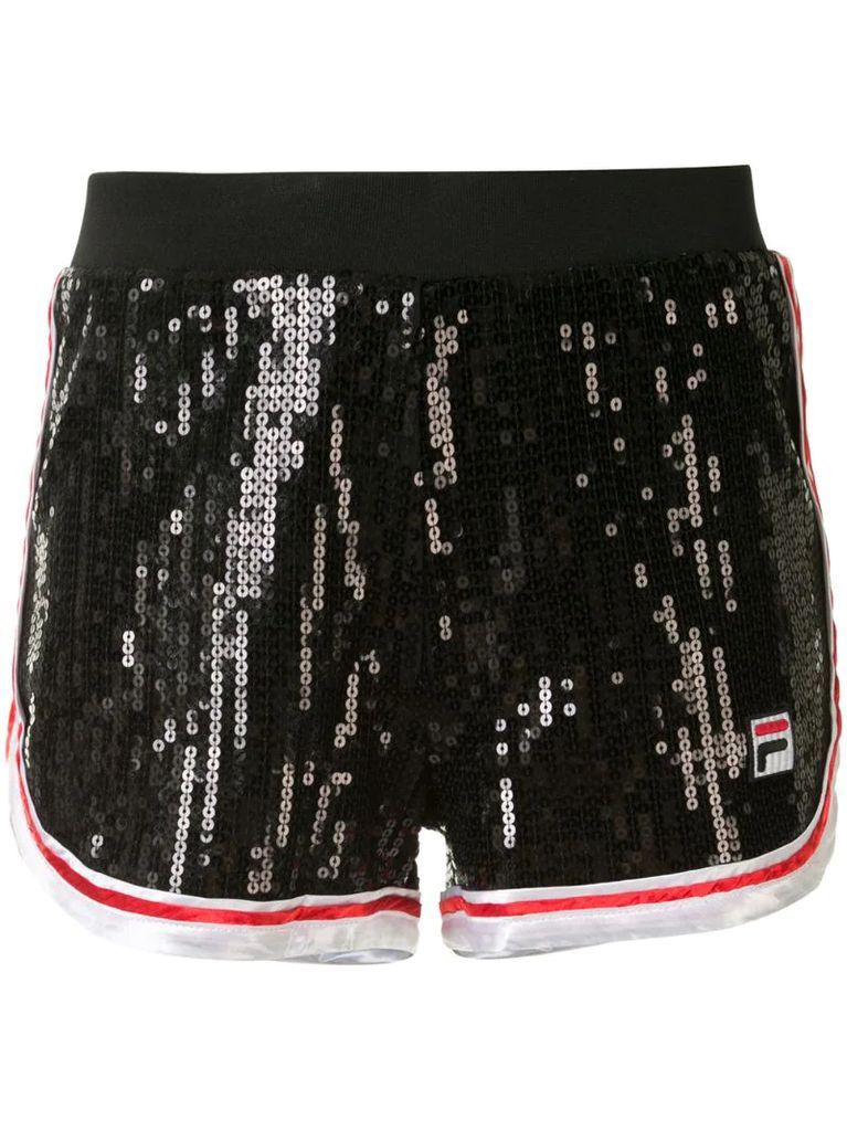 high-rise sequin embellished running shorts