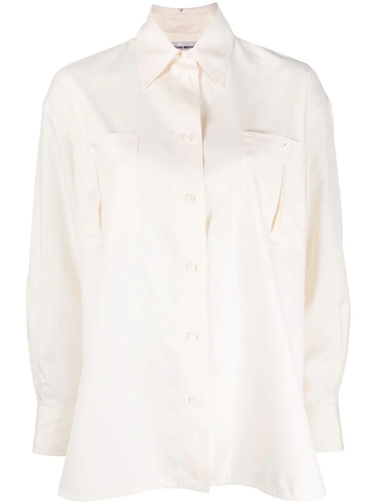 silk pointed-collar shirt