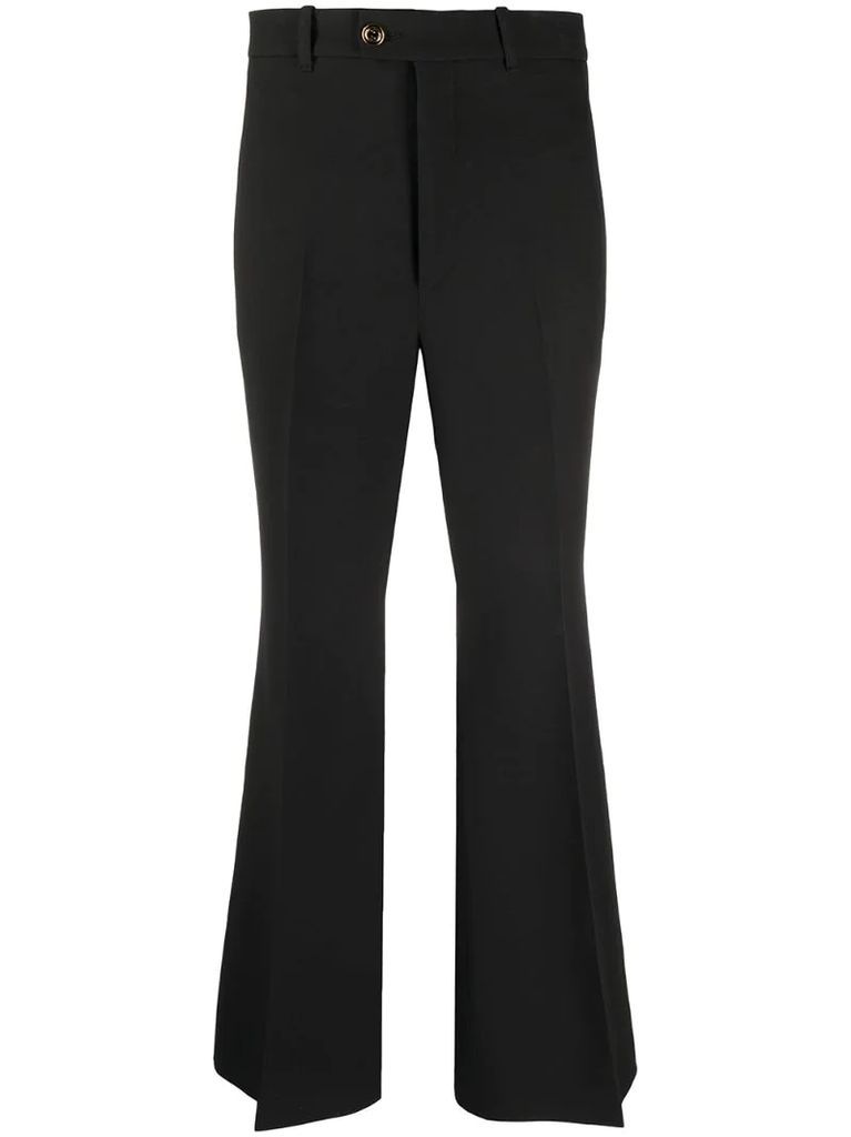 pressed-crease cropped tailored trousers