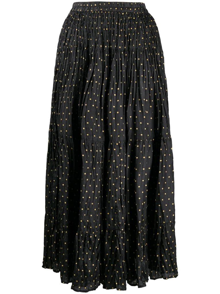 polka dot print creased skirt
