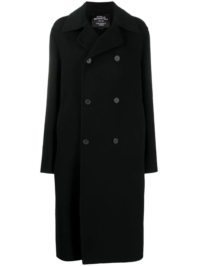 double-breasted hooded wool coat