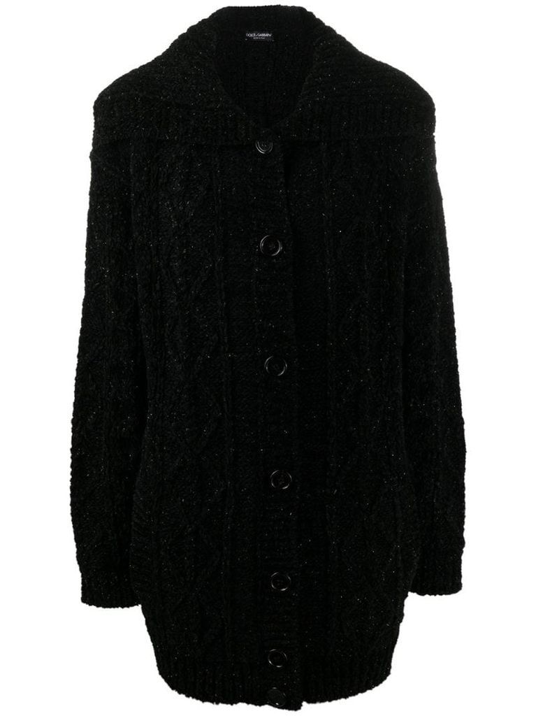 spread-collar cardigan coat