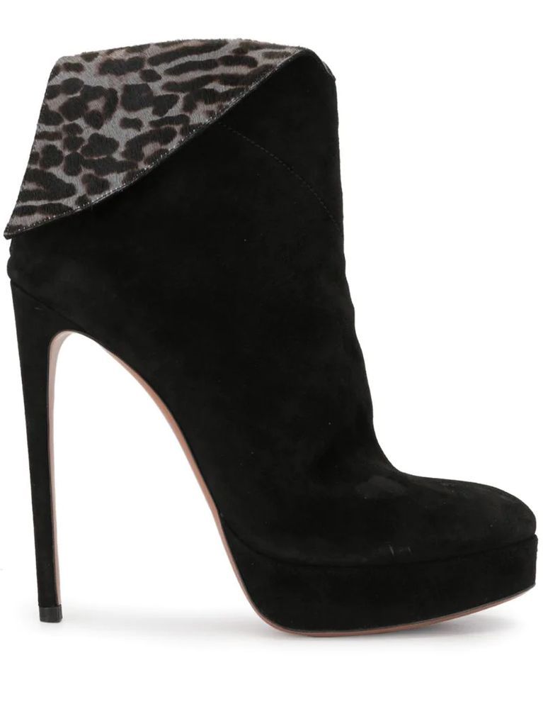 leopard-fold ankle boots