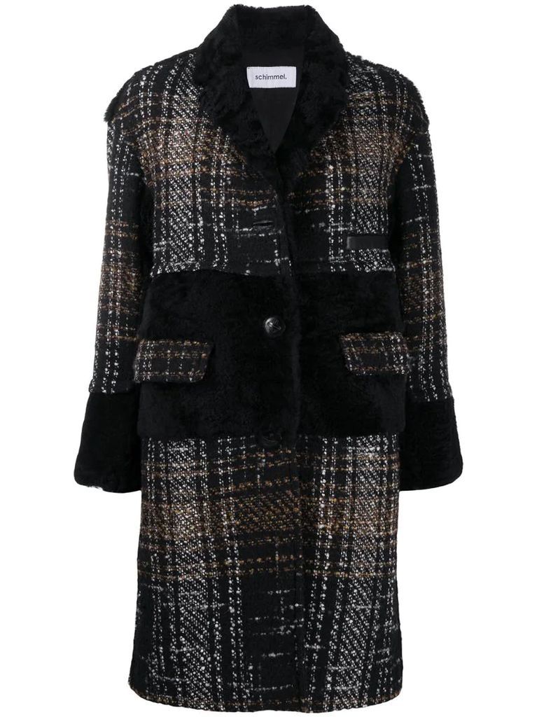 tweed fur-trim coat