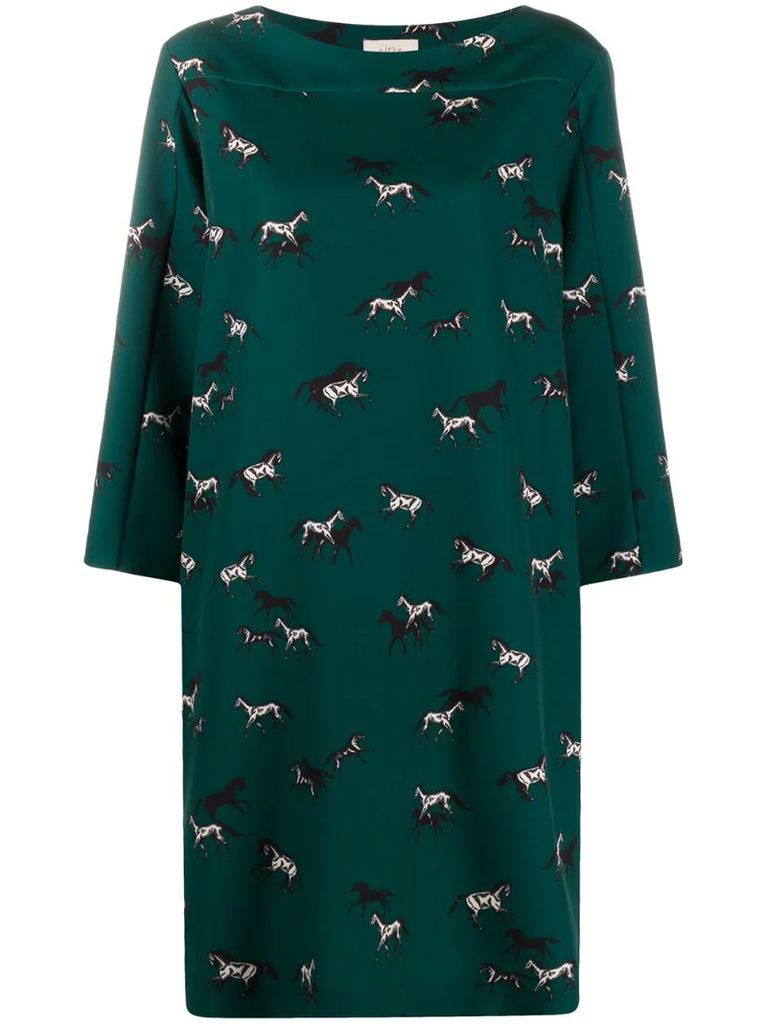 horse-print midi dress