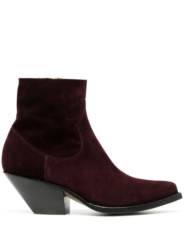 cone-heel ankle boots