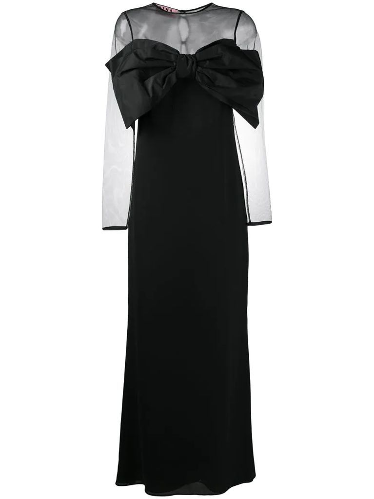 bow-detail panelled gown