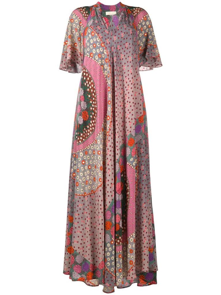 patchwork silk maxi dress