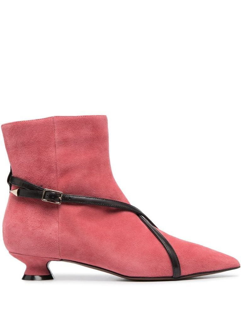 leather-trim ankle boots