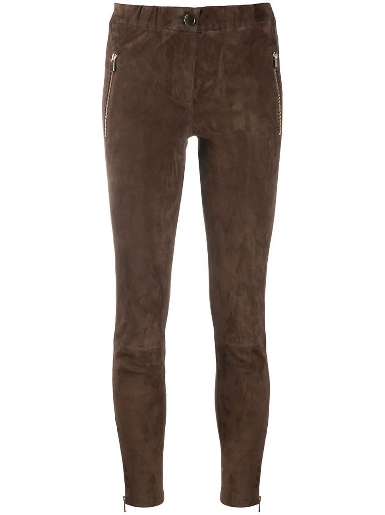 skinny suede trousers