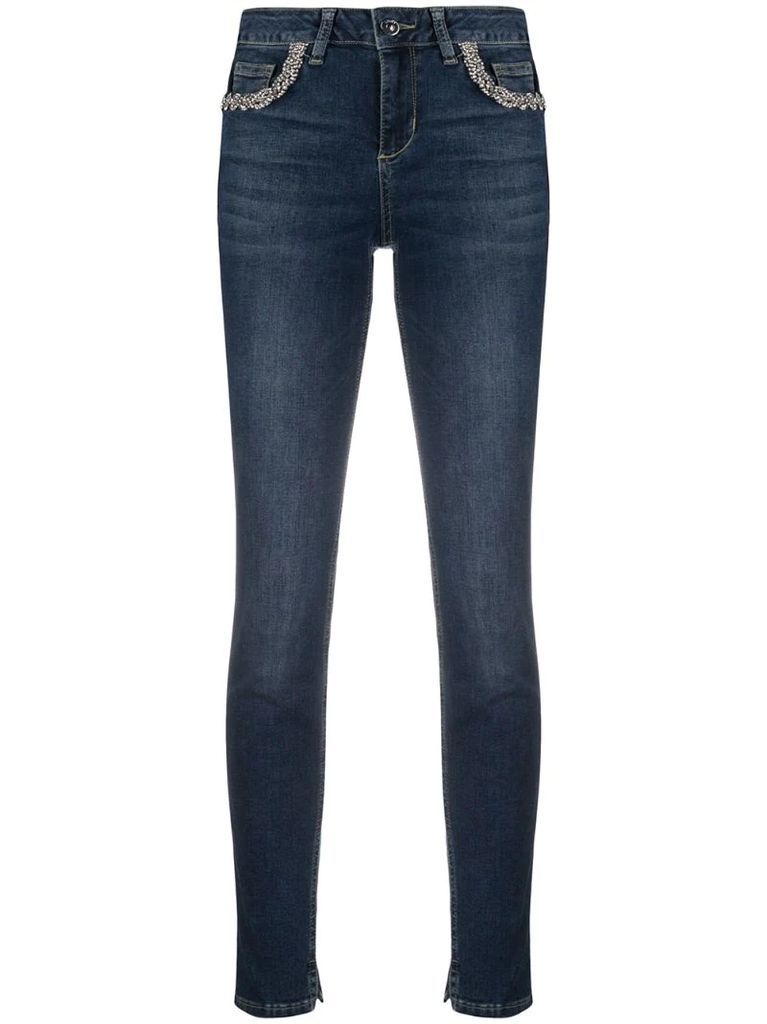 skinny jeans with crystal detail