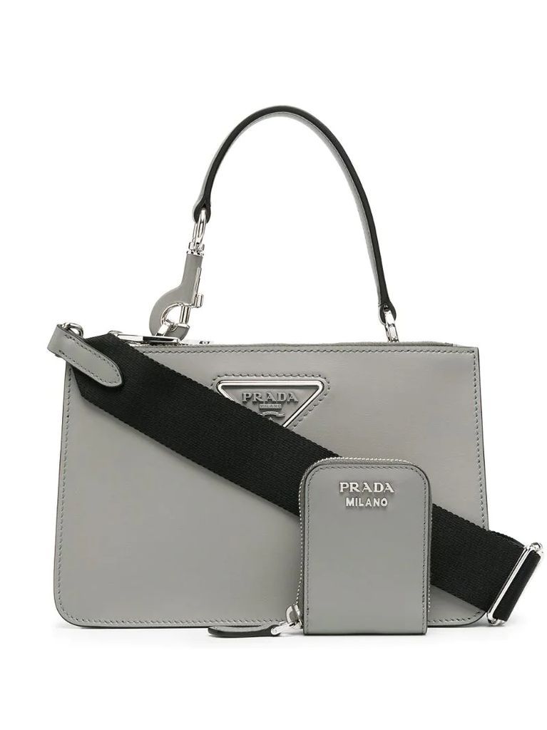 triangle-logo leather handbag