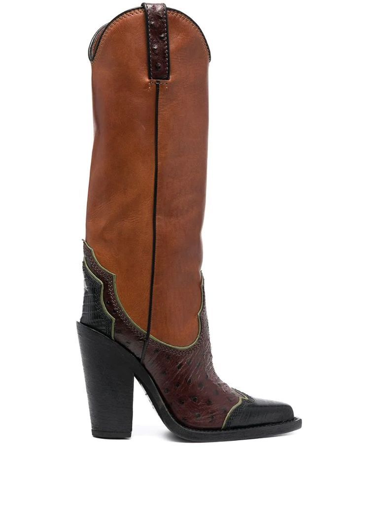 panelled high-heel Western boots